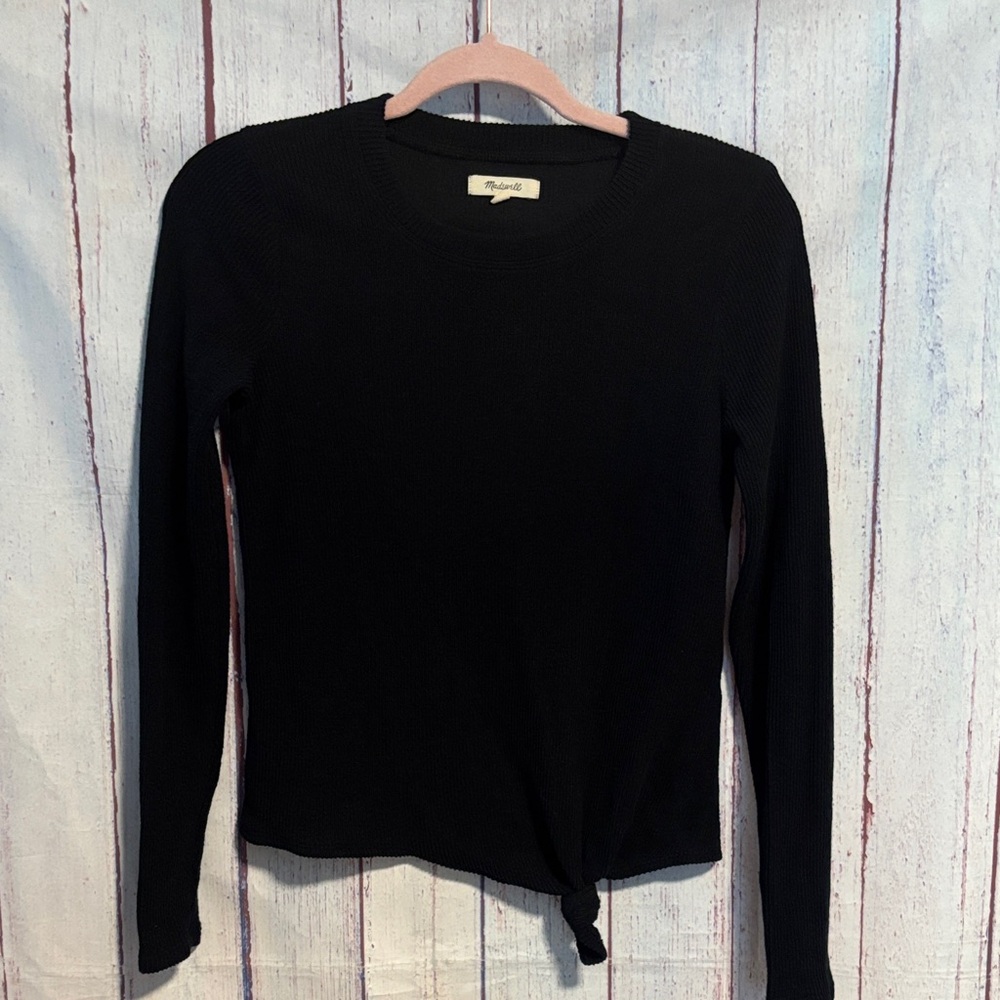 EUC Madewell Black Long Sleeve Top with Knot Detail